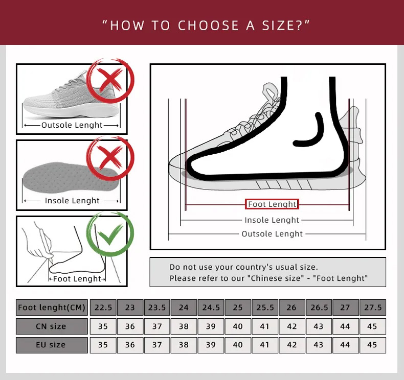 Ankle Martin Boots Size chart